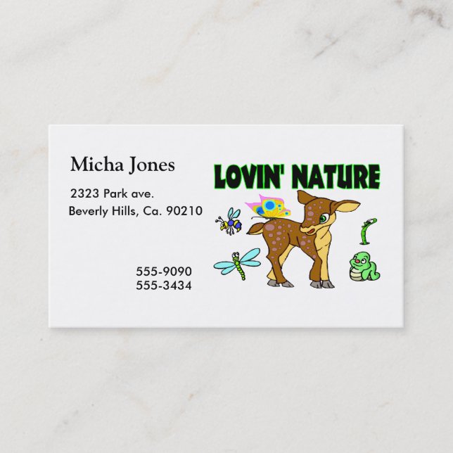 Lovin Nature Animals Business Card (Front)
