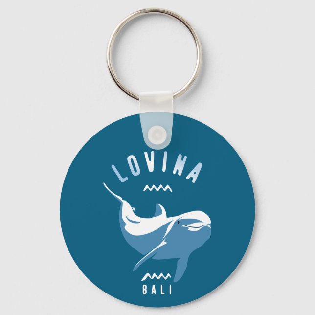 Lovina Bali - Swimming With Dolphins Key Ring (Front)