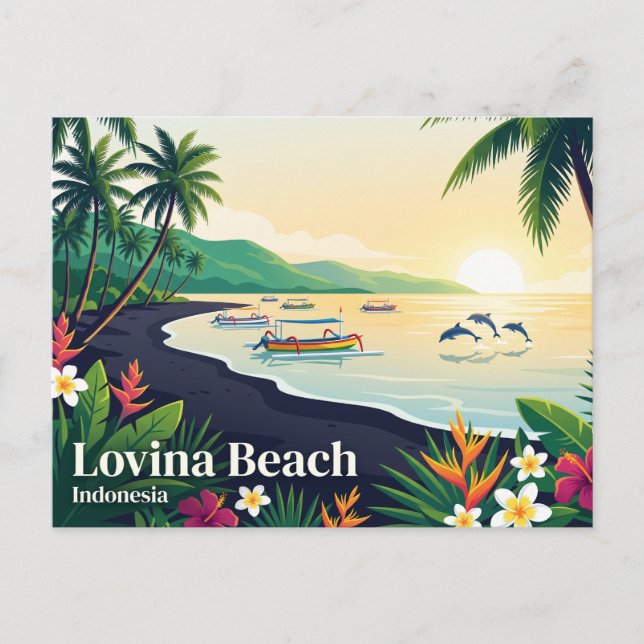 Lovina Beach Indonesia Postcard (Front)