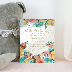 Loving Animals Adventurous Girl Baby Shower Invitation