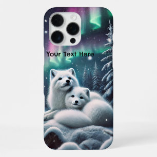 Loving Arctic Foxes Northern Lights Snowy Forest iPhone 16 Pro Max Case