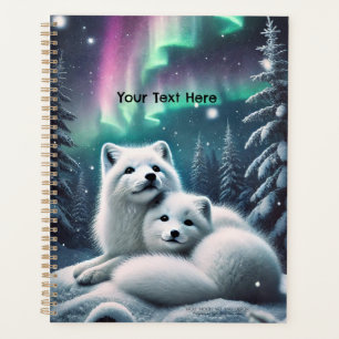 Loving Arctic Foxes Northern Lights Snowy Forest Planner