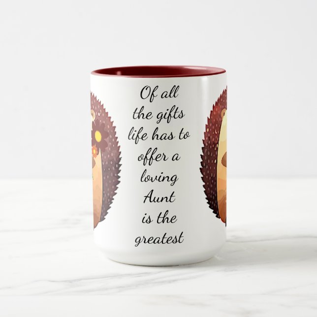 Loving Aunt Inspirational Quote Hedgehog Mug (Center)