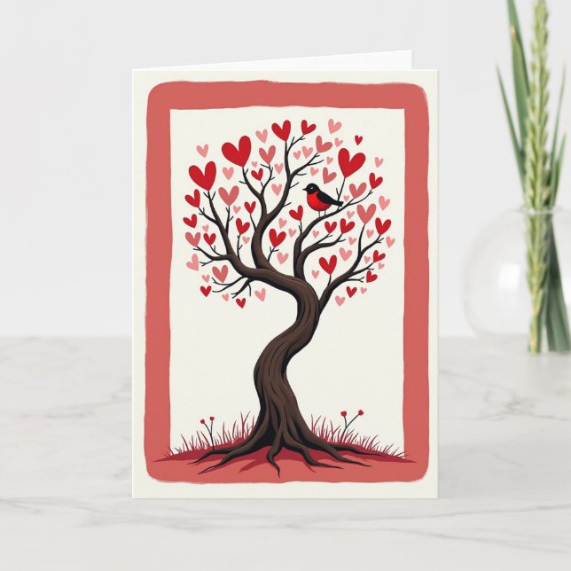 Loving Bird Tree Birthday Card (Front)
