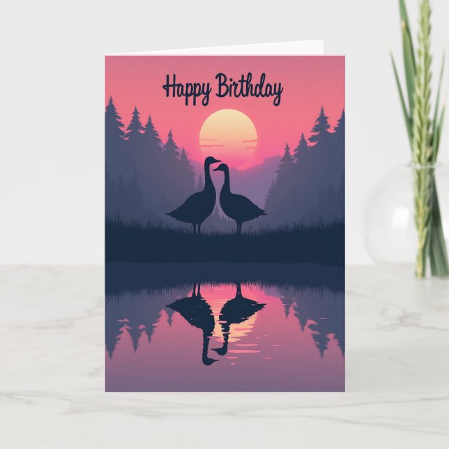 Loving Birthday Twilight Birds Card (Front)