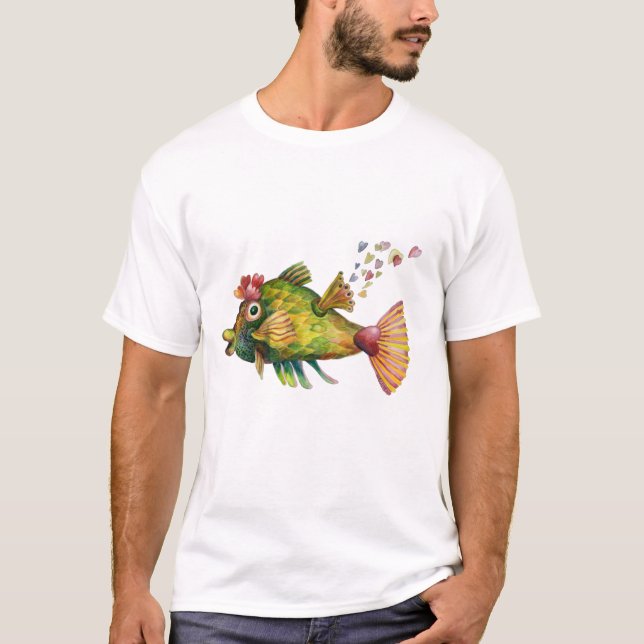 Loving Blow Fish by dotsofpaint T-Shirt (Front)