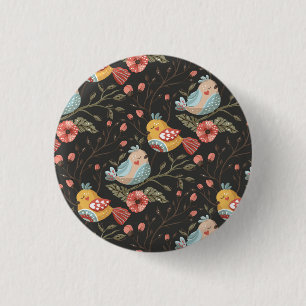 Loving Boho Birds Floral Pattern 3 Cm Round Badge