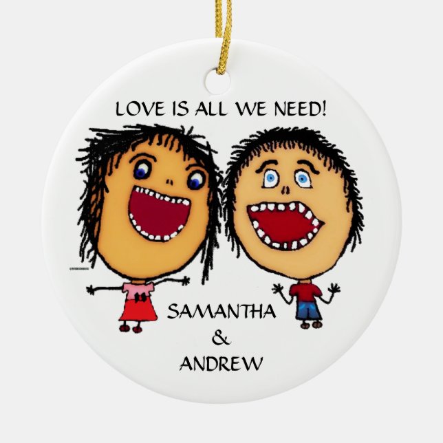 Loving Brother and Sister Custom Christmas Ceramic Tree Decoration (Front)