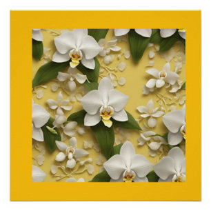 Loving Cojín with Natural Orchids in Tela for Poster