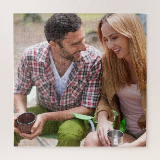 Loving Couple Custom Outdoor Camping 20" x 20" Jigsaw Puzzle (Vertical)