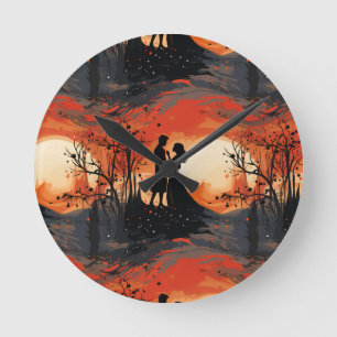Loving Couple Round Clock