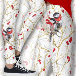 Loving Cuddling Chickadees Couple Leggings