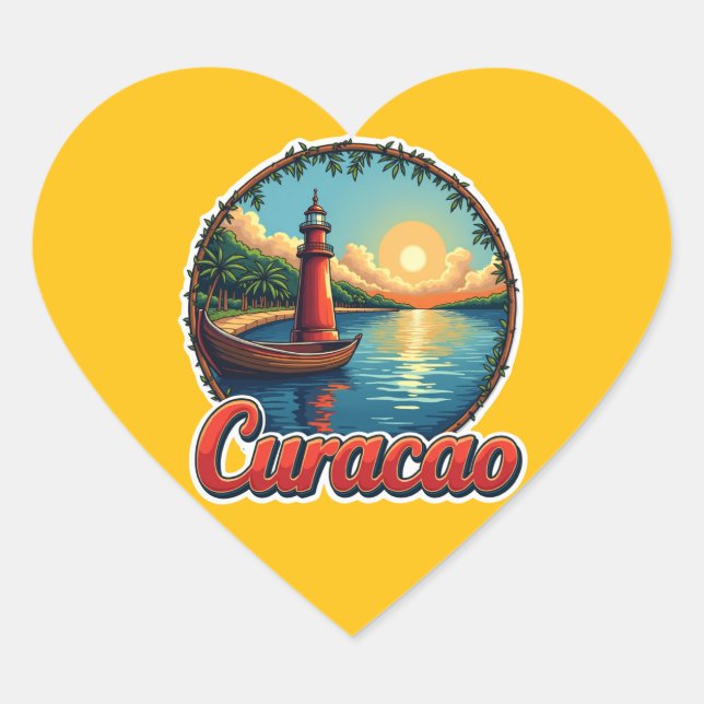 Loving curaçao abc island heart sticker (Front)