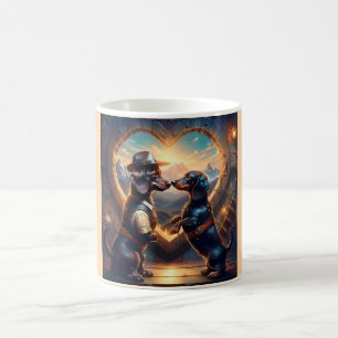 Loving Dachshund Couple At Portal Of Love Coffee Mug