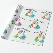 Loving elephant birthday wrapping paper