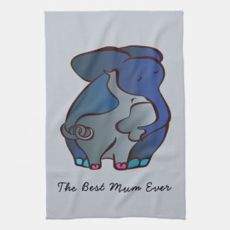 Loving Elephants 4 The best Mum by CraftiesPot Tea Towel