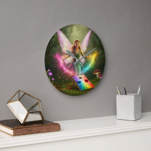Loving Fairy Wedding Shower Large Clock