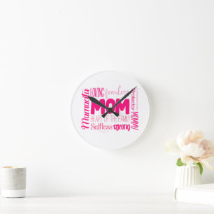 Loving Fearless Mum Heart of the Family Round Clock