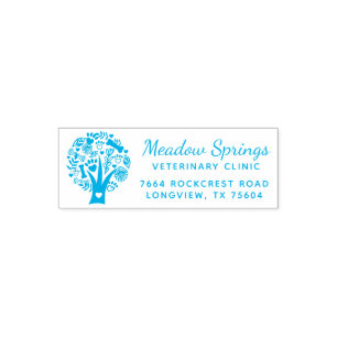 Loving Floral & Foliage Pet Paw Print Tree Self-inking Stamp