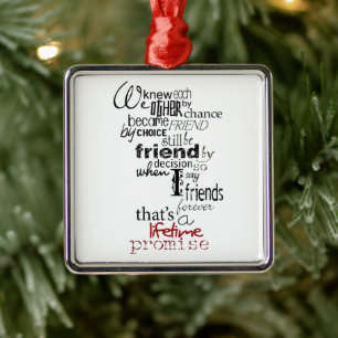 **LOVING FRIENDSHIP CHRISTMAS ORNAMENT** METAL TREE DECORATION