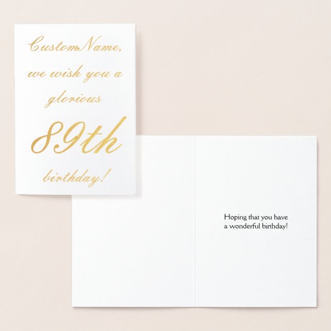 Loving Gold Foil 89th Birthday Greeting Card (Display)