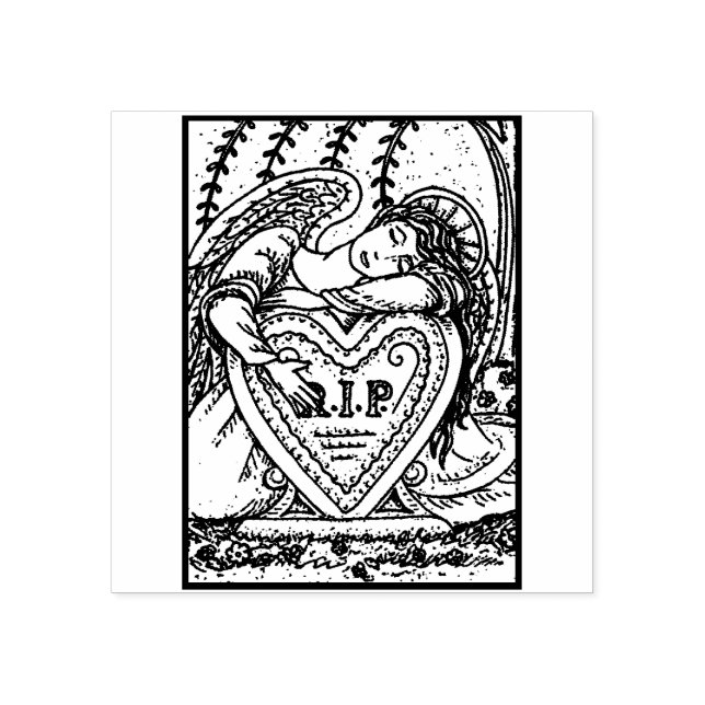 LOVING GUARDIAN ANGEL, CEMETERY RIP RUBBER STAMP (Imprint)