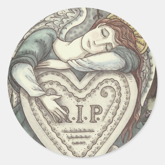 LOVING GUARDIAN ANGEL CEMETERY STICKERS Rnd SHEET (Front)