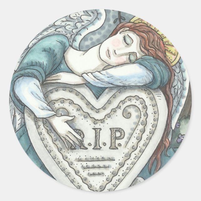 LOVING GUARDIAN ANGEL CEMETERY STICKERS Rnd SHEET (Front)