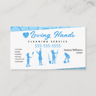 Loving hands Light Blue Cleaning Service Business Card