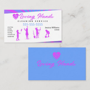 Loving Hands Pink and Blue Cleaning Service Business Card