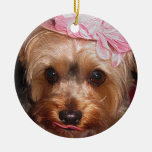 Loving Hats Yorkie II Ceramic Tree Decoration