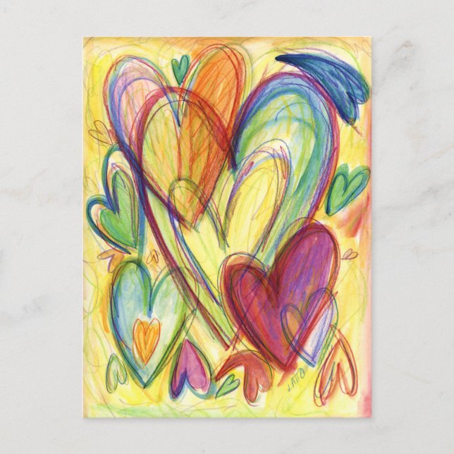 Loving Healing Hearts Art Custom Note Postcards (Front)