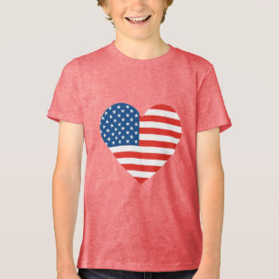  Loving Heart Shaped American Flag Design Tri-Blend Shirt