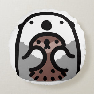 Loving her baby otter round cushion