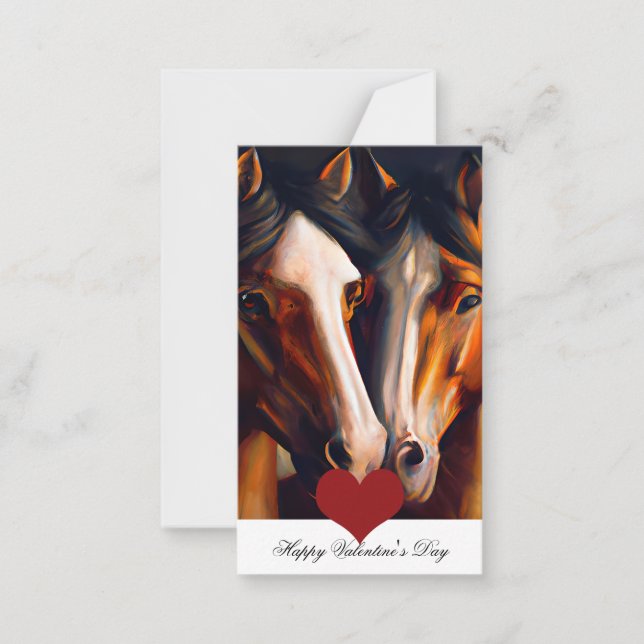Loving horses kids valentine  card (Front)