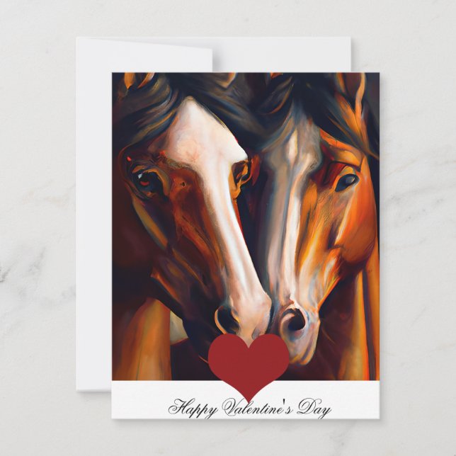 Loving horses kids valentine   holiday card (Front)