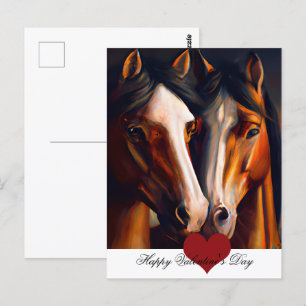 Loving horses valentine postcard