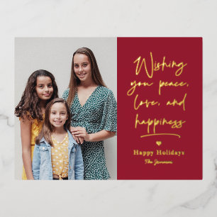 Loving Letter Foil Photo Holiday Postcard