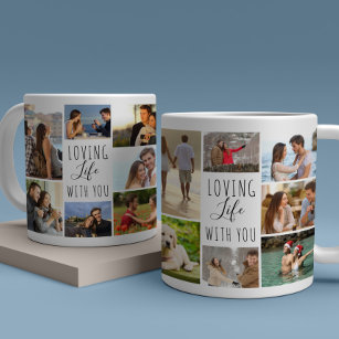 Loving Life With You 14 Photo Collage White Coffee Mug