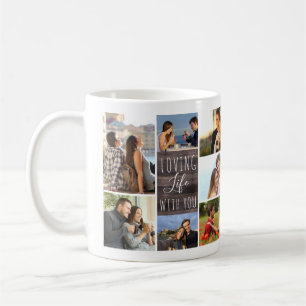 Loving Life With You 14 Photo Collage Wood Panel Coffee Mug