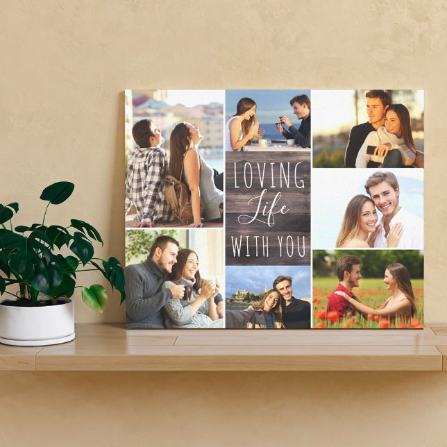 Loving Life with You 7 Photo Collage - Rustic Wood Canvas Print (Creator Uploaded)