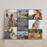 Loving Life with You 7 Photo Collage - Rustic Wood Faux Canvas Print<br><div class="desc">Rustic photo collage faux canvas which you can personalise with 7 of your favourite photos. This country farmhouse wood effect design is lettered with the words "loving life with you" in elegant handwritten script and skinny font typography. The photo template is set up ready for you to add your pictures,...</div>