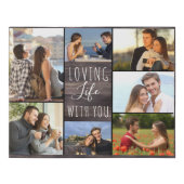 Loving Life with You 7 Photo Collage - Rustic Wood Faux Canvas Print (Front)