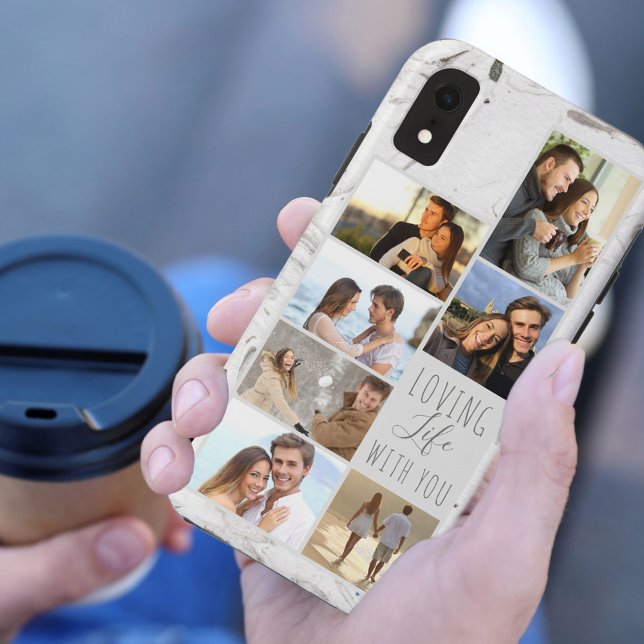 Loving Life with You Grey Marble 7 Photo Collage Case-Mate iPhone Case (Creator Uploaded)