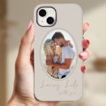Loving Life with You Neutral Oval Framed Photo<br><div class="desc">Simple modern iphone case with photo and handwritten wording, "loving life with you". The photo template is set up to display your photo in an oval shape and framed. The phone cover is printed in green, neutral beige and tan - although you are welcome to change any or all of...</div>