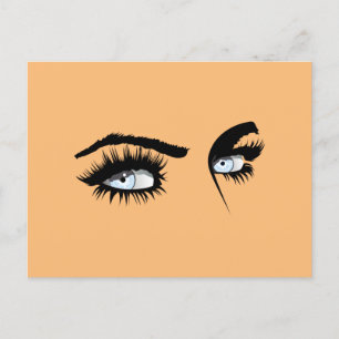 Loving Light Blue Defined Drawing Female Glance Postcard