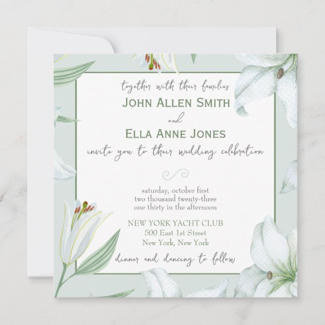 Loving Lillies Wedding Invitation (Front)