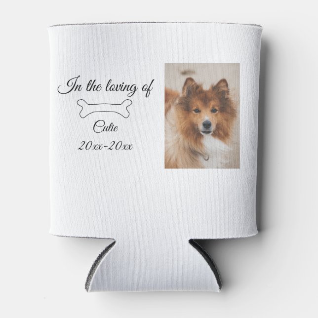 loving memorial keepsake funeral add pet name phot can cooler (Front)