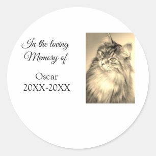 loving memorial keepsake funeral add pet name phot classic round sticker