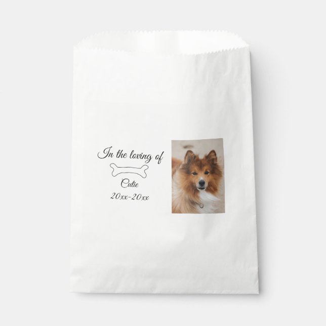 loving memorial keepsake funeral add pet name phot favour bags (Front)